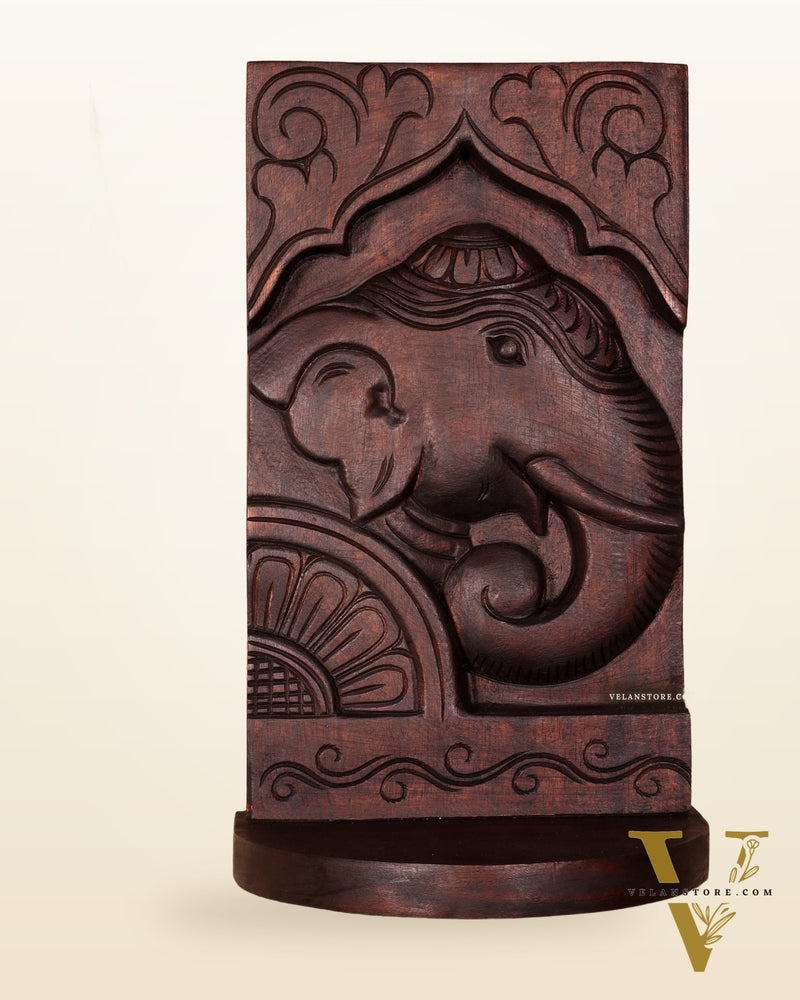 Wooden Vintage Elephant Face Design Wall Hanging Shelf 12"