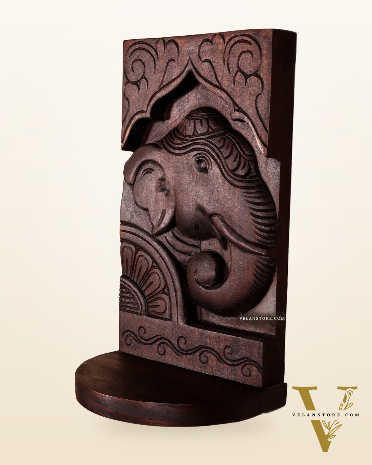 Wooden Vintage Elephant Face Design Wall Hanging Shelf 12"