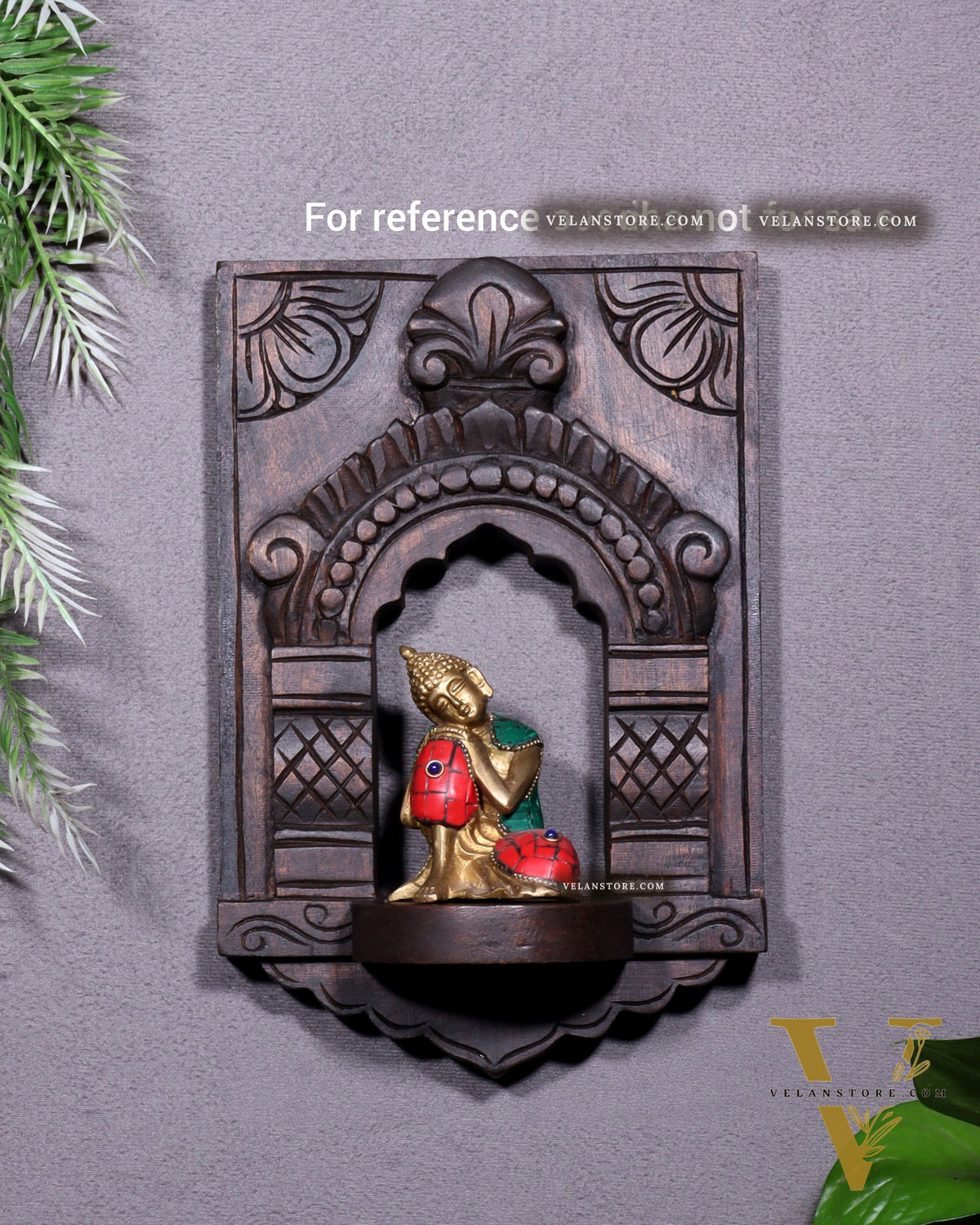 Wooden Wall Hanging Jharokha Arch – Handcrafted Decorative Shelf (Natural tone)