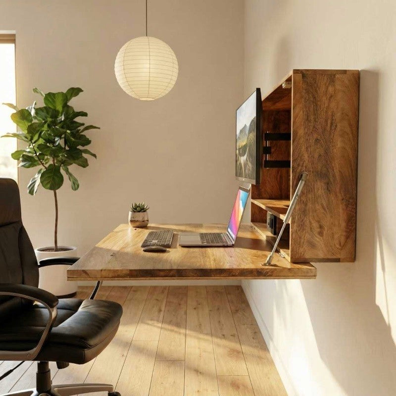 Solid Wood Wall Mounted Fold Drop Down Desk/Table for Home & Office