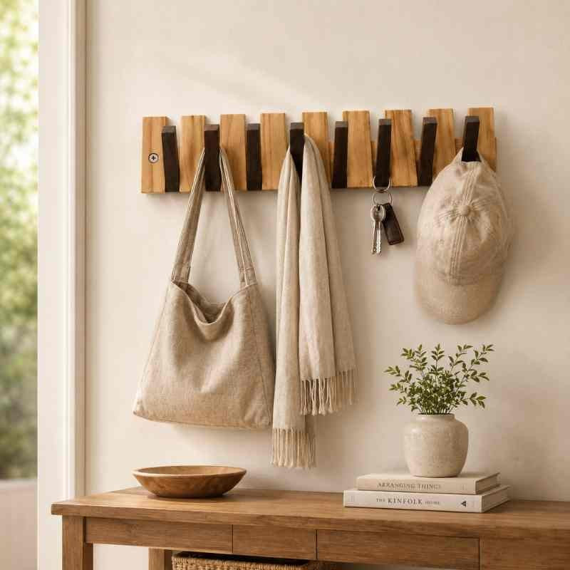 DailyHold Wall Mounted Hook Rack Hanger Rail for Coats & Bags