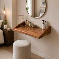 Wall Mounted Foldable Floating Desk, Space Saving Storage Shelf to Study & Laptop Table