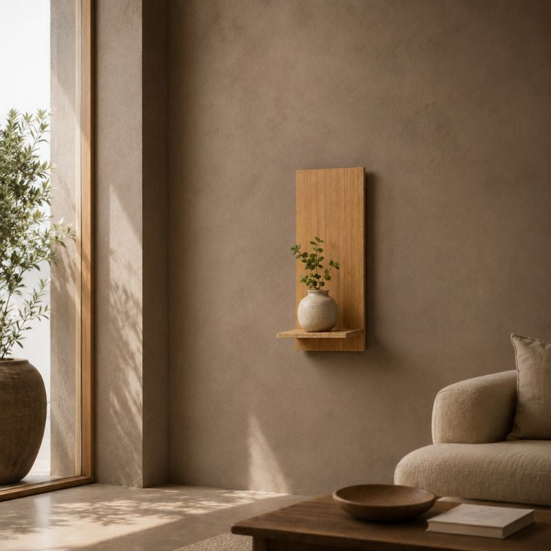Modern Vertical Wooden Wall Shelf for Vase & Home Decor