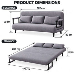 3 Seater Folding Sofa Come Bed, Full Convertible Sofa Bed for Living Room & Guest Room, Triple Seat Sleeper Sofa, Space Saving Recliner Bed