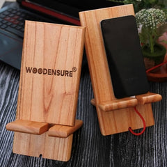 Woodensure Personalized Logo Engraved Wooden Mobile Phone Stand for Employees, Clients & Corporate Gifts