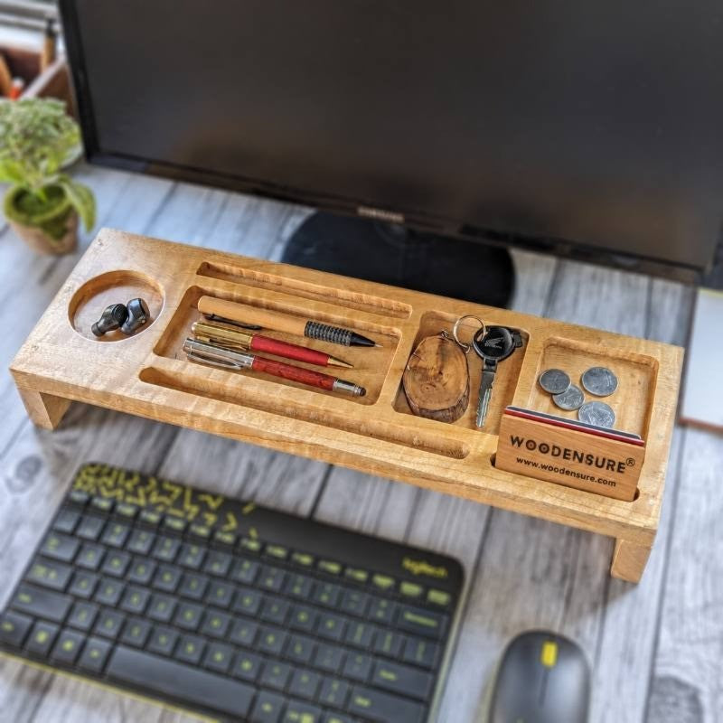 Woodensure Premium Large Wooden Desk Organizer for Executives, Employees, Clients & Corporate Gifts