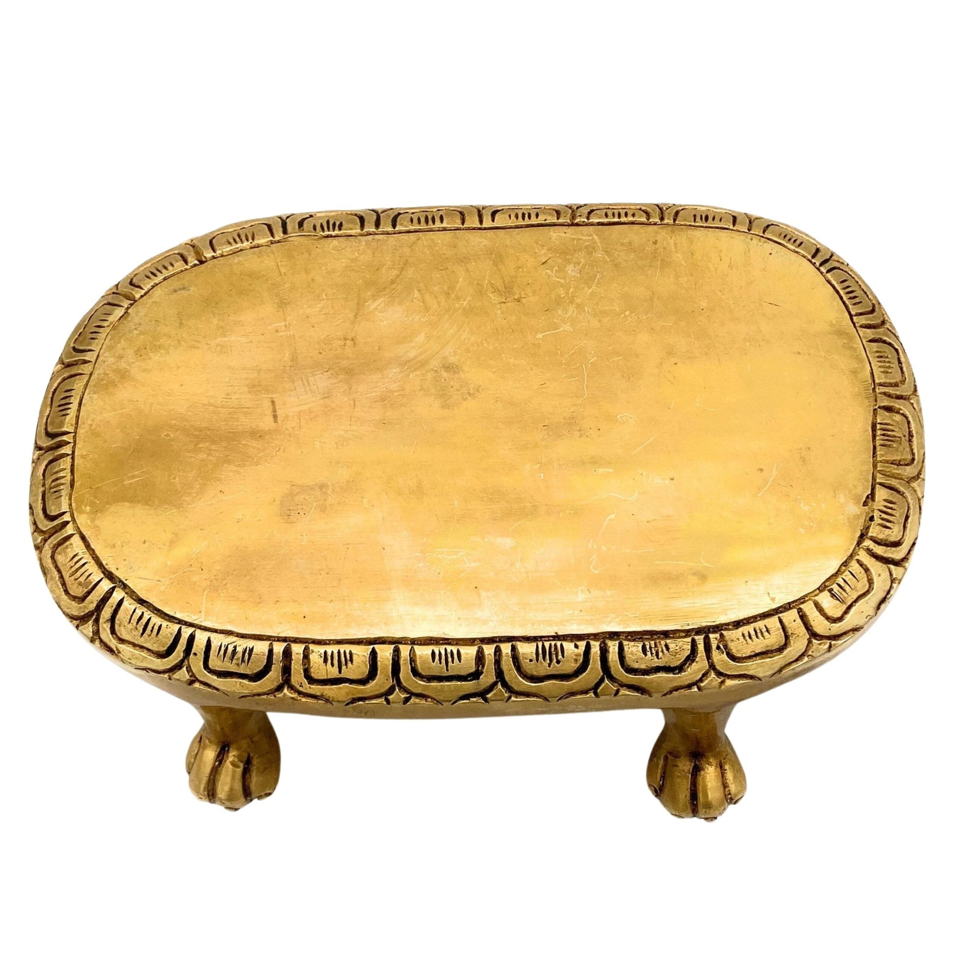 Brass Handcrafted Pooja Chowki, Traditional Peetha Sinhasan for Idols, Mandir & Kalash Stand, Gold, 2.5 Inch, 1 Piece