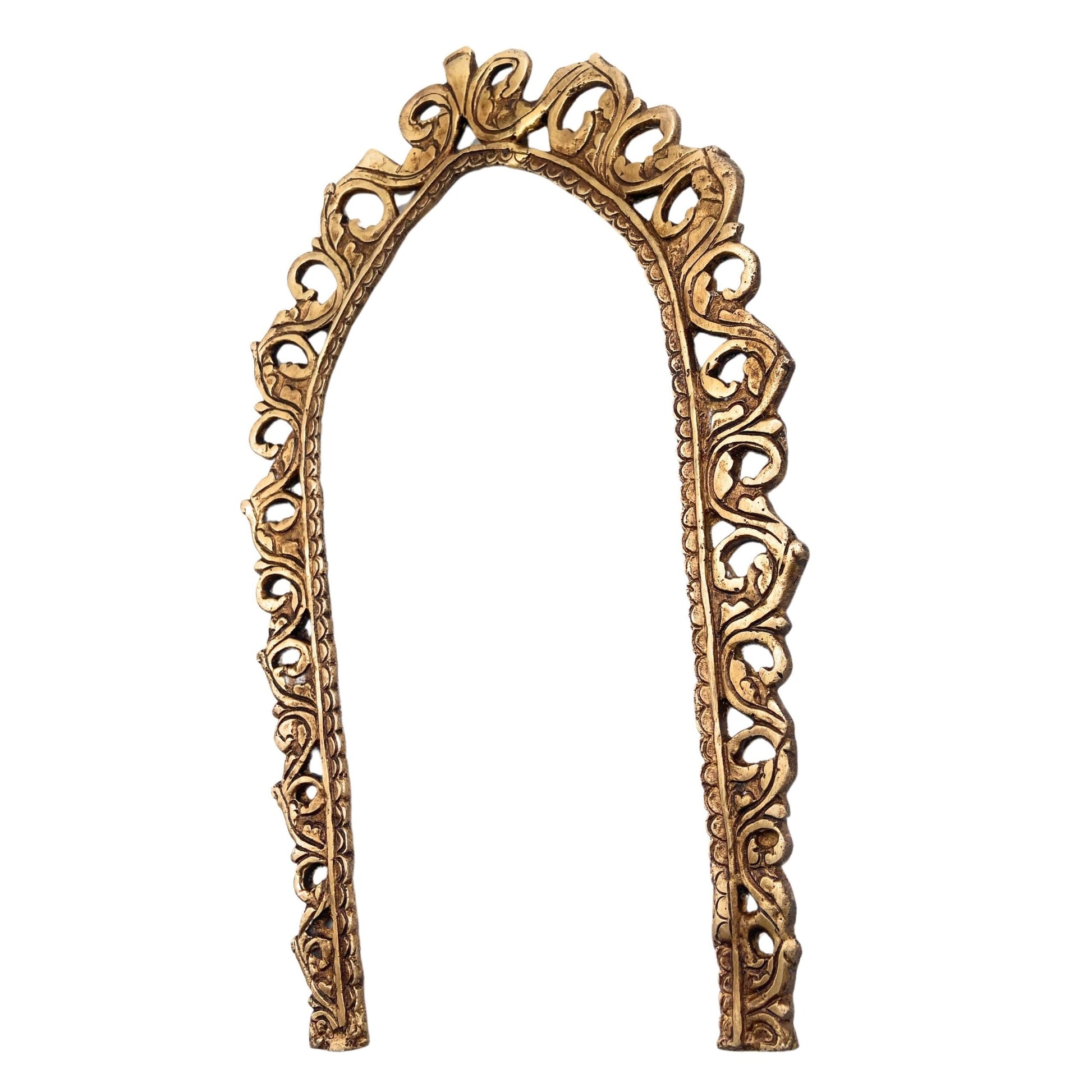 Handcrafted Brass Prabhavali Arch Frame | Prabhavalli Prabhamandala Tiruvasi Thiruvasi Backplate for Deity Idol, Pooja Room & Temple Decor,Gold, 14 Inch, 1 Piece