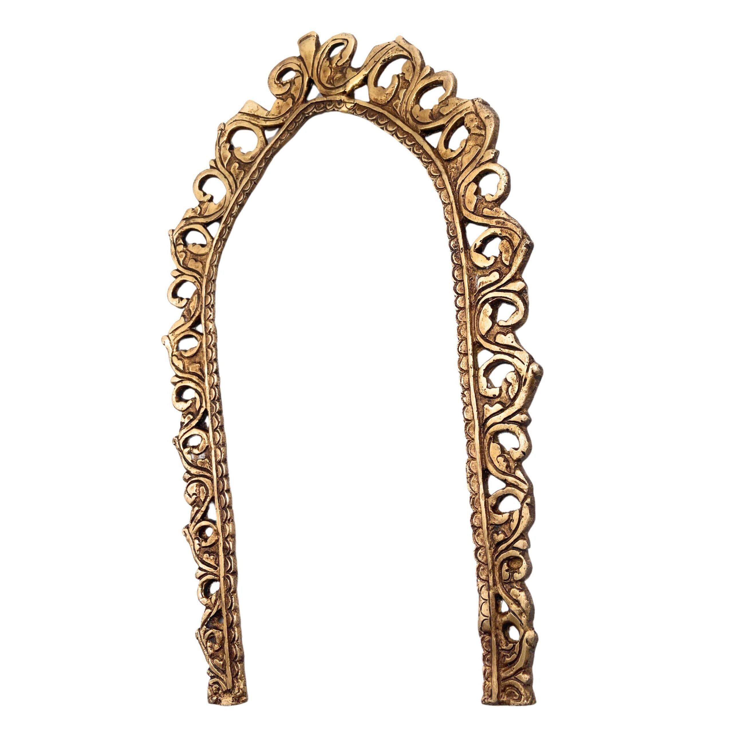 Handcrafted Brass Prabhavali Arch Frame | Prabhavalli Prabhamandala Tiruvasi Thiruvasi Backplate for Deity Idol, Pooja Room & Temple Decor,Gold, 14 Inch, 1 Piece