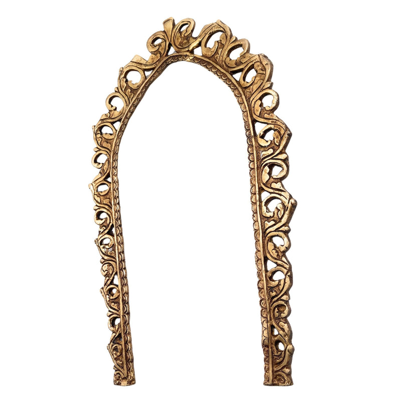 Handcrafted Brass Prabhavali Arch Frame | Prabhavalli Prabhamandala Tiruvasi Thiruvasi Backplate for Deity Idol, Pooja Room & Temple Decor,Gold, 14 Inch, 1 Piece