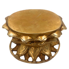 Bhunes Brass Lotus Shaped Pooja Chowki for Kalash, Deity Idol Stand, Mandir Platform, Kamal Peetha Singhasan, Traditional Pital Bajot Aasan for Temples & Home Decor,Gold, 3.5 Inch, 1 Piece