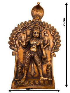 Brass Veerabhadreshwara Idol | Veerbhadra Swami Murti, Veerabhadra Mahadev Statue, South Indian Pooja Vigraha, Peetal Pratima for Home Temple & Decor, Gold, 11.5 Inch, 1 Piece
