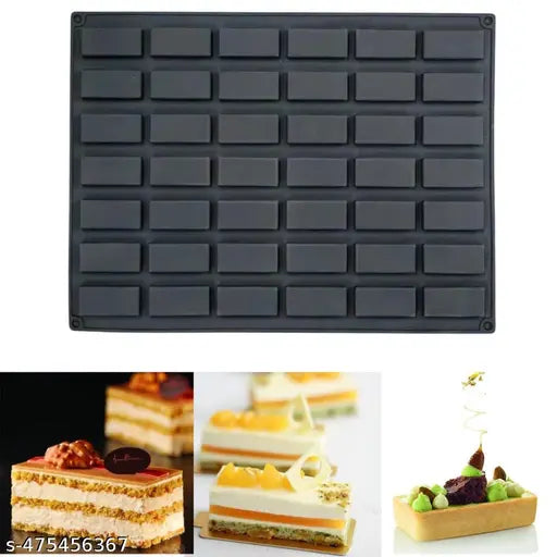 Skytail 42 Cavity Rectangle Silicone Mold Candy Molds for Baking Energy Bars Chocolate Bar Mold Protein Bars Ganache Brownie Cheesecake Cornbread Pudding Jelly Truffles Soap Lotion Bar Molds
