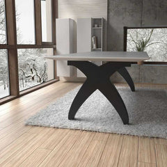 Modern X-Frame Steel Table Base – Black Powder-Coated Metal Legs for Dining or Custom Tables | Sleek Industrial Table Stand