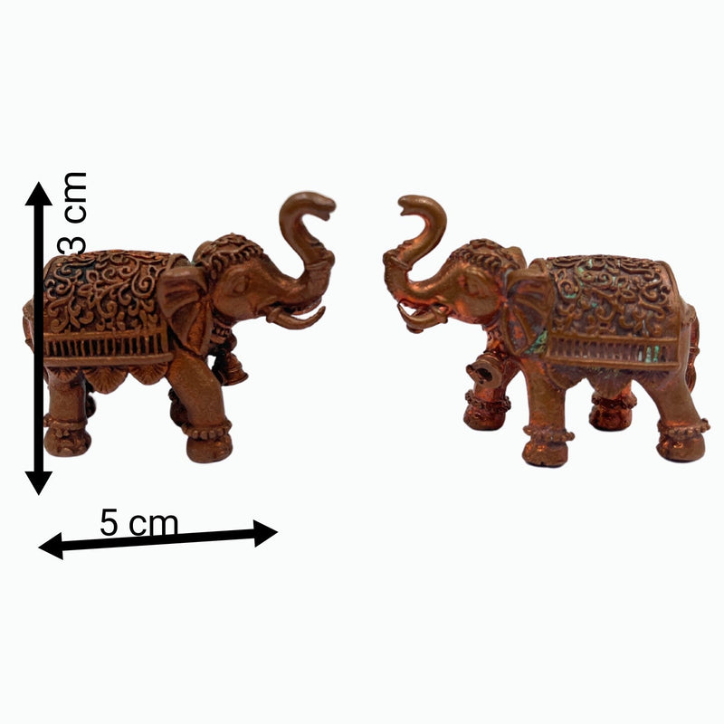 Handcrafted Copper Elephant Idol Pair | Tamra Gaja Hathi Yanai Ane Statue | Airavata Gajraj Figurine | Vastu Feng Shui Showpiece & Gift,Gold, 1 Inch, 1 Piece