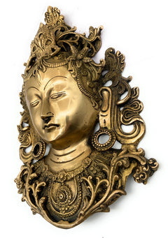 Brass Tara Maa Face Idol – Ugra Tara | Neela Saraswati | Mahashakti Tara | Tarapith Shakti Moorthi for Puja, Home Temple & Spiritual Decor – 30cm,Gold, 12 Inch, 1 Piece