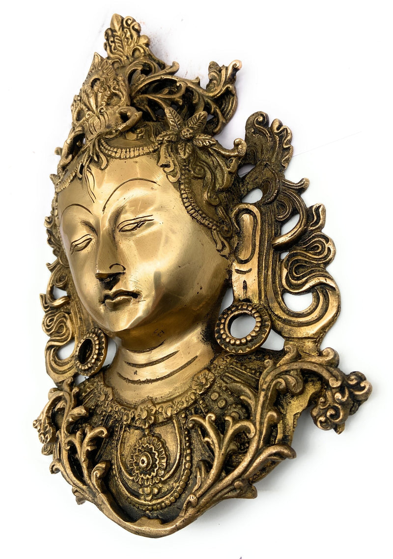 Brass Tara Maa Face Idol – Ugra Tara | Neela Saraswati | Mahashakti Tara | Tarapith Shakti Moorthi for Puja, Home Temple & Spiritual Decor – 30cm,Gold, 12 Inch, 1 Piece