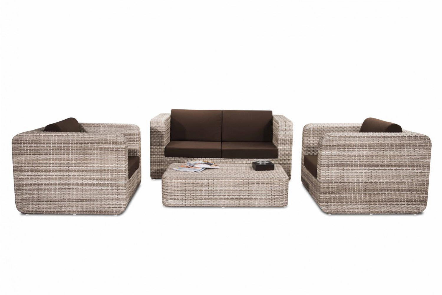 Maso Outdoor Sofa Set 2 Seater + 2 Single seater with 1 Central Table (Seashell)