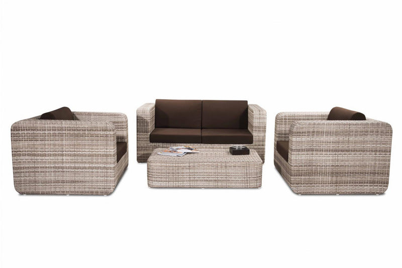 Maso Outdoor Sofa Set 2 Seater + 2 Single seater with 1 Central Table (Seashell)