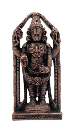 Copper Tirupati Balaji Idol | Lord Venkateswara Murti | Srinivasa Govinda Tamra Statue | Balaji Maharaj Pooja Moort,Brown, 4 Inch, 1 Piece