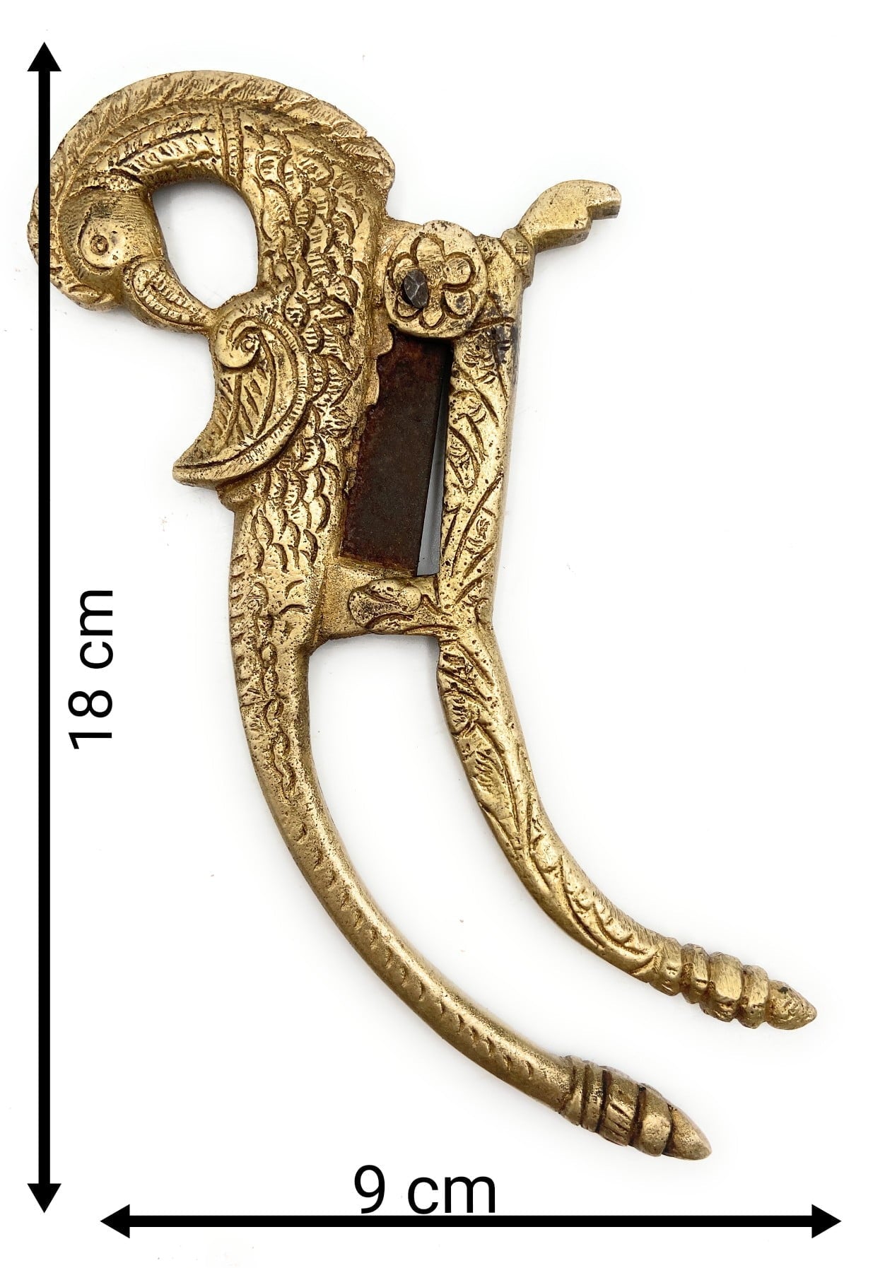 Handcrafted Brass Sarota Nut Cutter, Traditional Peetal Supari Cutter, Antique Pitala Betel Nutcracker, Vintage Pittal Areca Nut Slicer, Gold, 7 Inch, 1 Piece