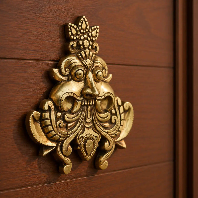 Brass Yali / Kirtimukha Face Wall Hanging