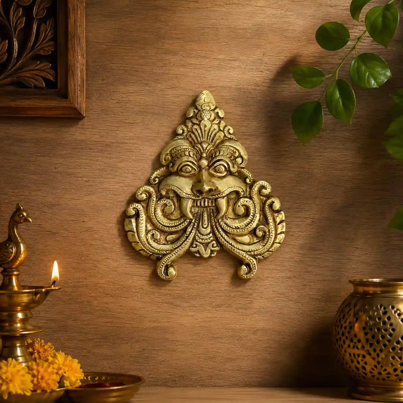 Brass Yali / Kirtimukha Face Wall Hanging