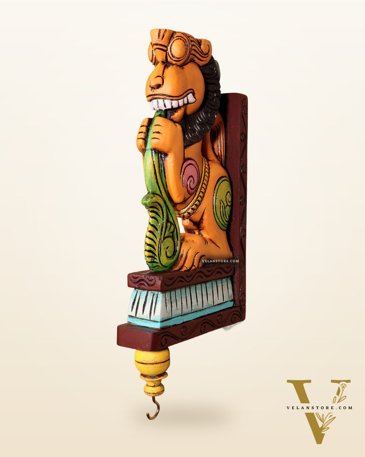 Yazhi (Yali) Wooden Wall Bracket – Handcrafted & Hand-Painted 16"