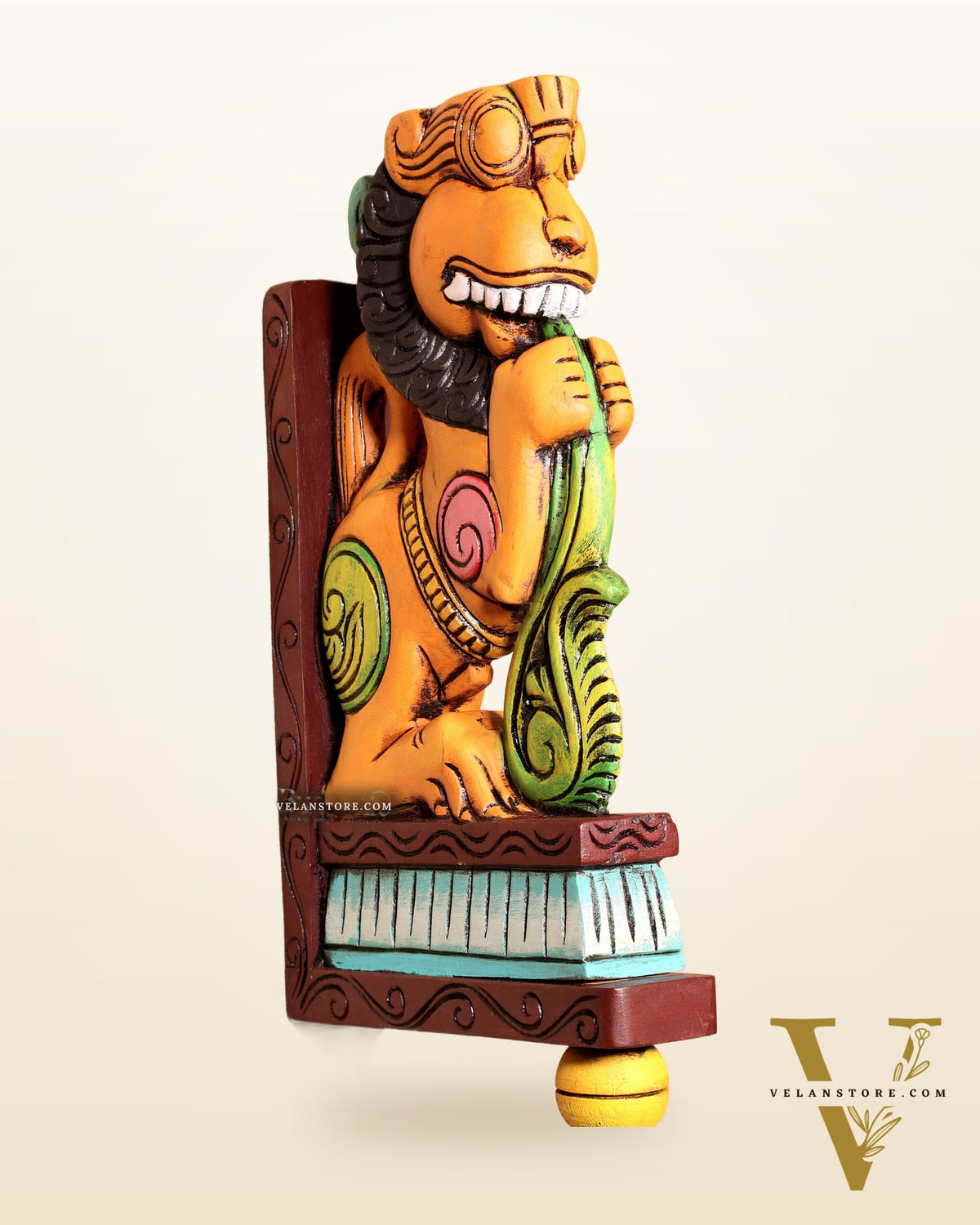 Yazhi (Yali) Wooden Wall Bracket – Handcrafted & Hand-Painted 16"