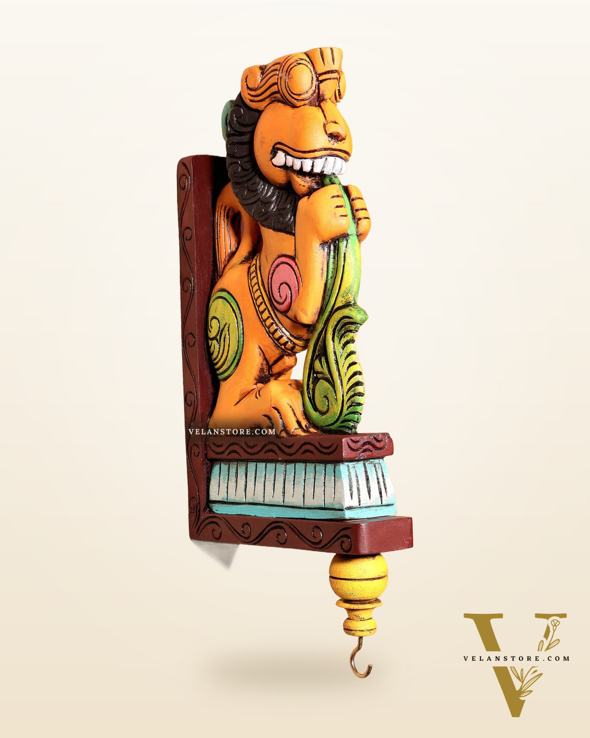 Yazhi (Yali) Wooden Wall Bracket – Handcrafted & Hand-Painted 16"