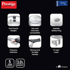 Prestige TRY-PLY SVACHH 3 L Outer Lid Induction Bottom Pressure Cooker (Stainless Steel)