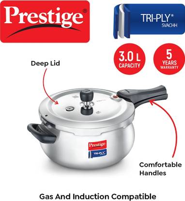 Prestige TRY-PLY SVACHH 3 L Outer Lid Induction Bottom Pressure Cooker (Stainless Steel)