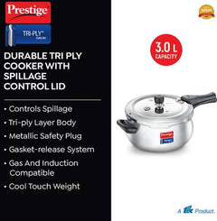 Prestige TRY-PLY SVACHH 3 L Outer Lid Induction Bottom Pressure Cooker (Stainless Steel)