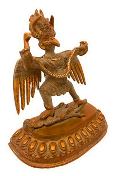 Handcrafted Brass Garuda Vahana Idol – Vishnu Vahana Suparna Pakshiraja Statue for Pooja, Home Temple & Decor, Gold, 7 Inch, 1 Piece