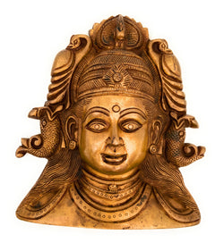 Brass Parvati Head Idol – Gauri Uma Shakti Mahadevi Murti for Pooja, Decor & Gifting, 8.5 Inch, 1 Piece