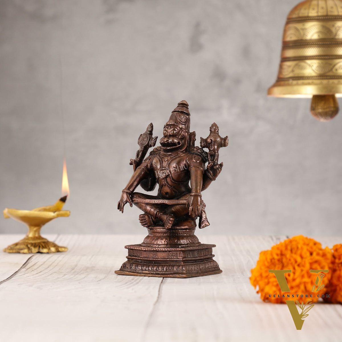 Yoga Narasimha Swamy Exclusive Pure Copper Idol - 5 Inch