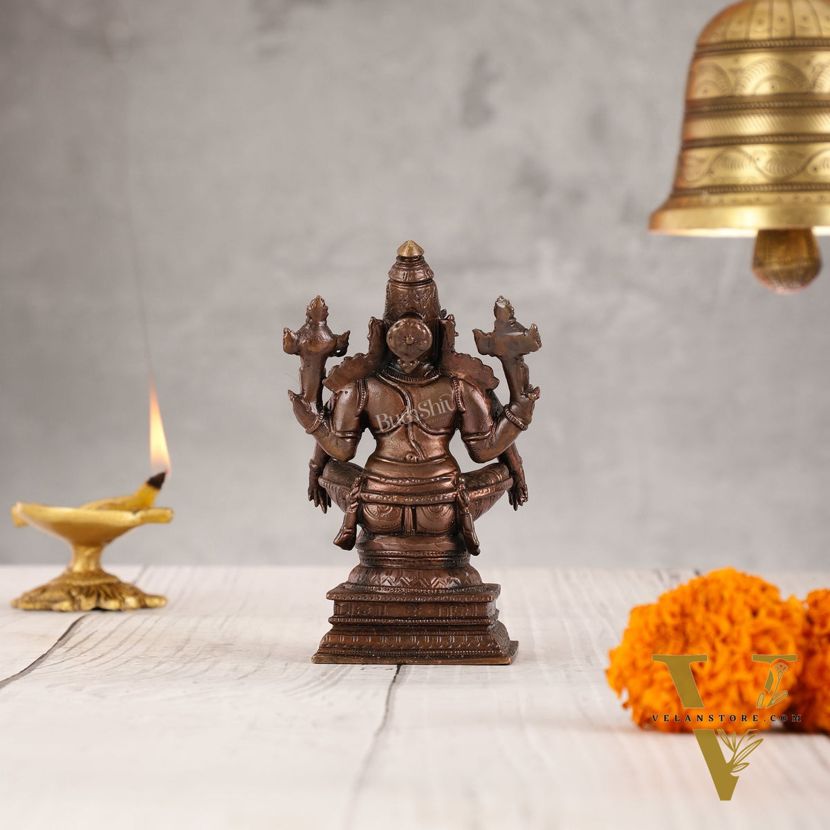 Yoga Narasimha Swamy Exclusive Pure Copper Idol - 5 Inch