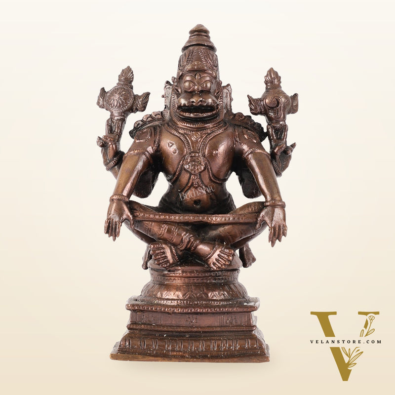 Yoga Narasimha Swamy Exclusive Pure Copper Idol - 5 Inch