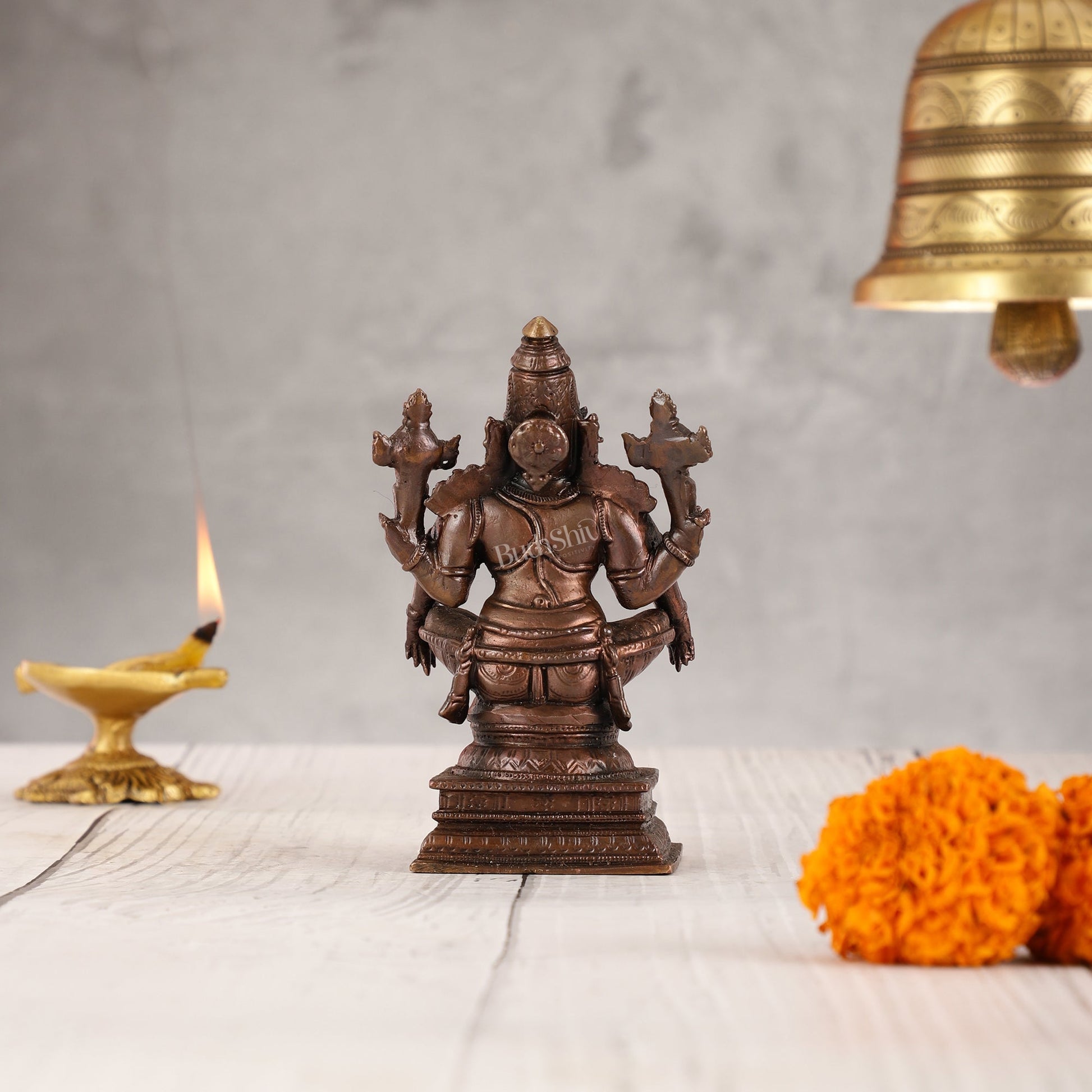 Yoga Narasimha Swamy Exclusive Pure Copper Idol - 5 Inch