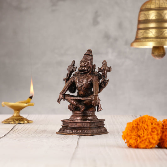 Yoga Narasimha Swamy Exclusive Pure Copper Idol - 5 Inch
