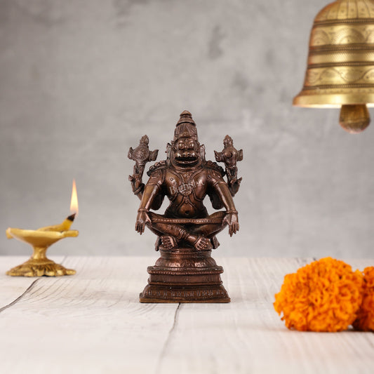 Yoga Narasimha Swamy Exclusive Pure Copper Idol - 5 Inch