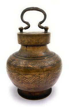 Bhunes Brass Antique Kamandal | Stoup | Gangajali With 1 Litre Capacity,Gold, 7.5 Inch, 1 Piece
