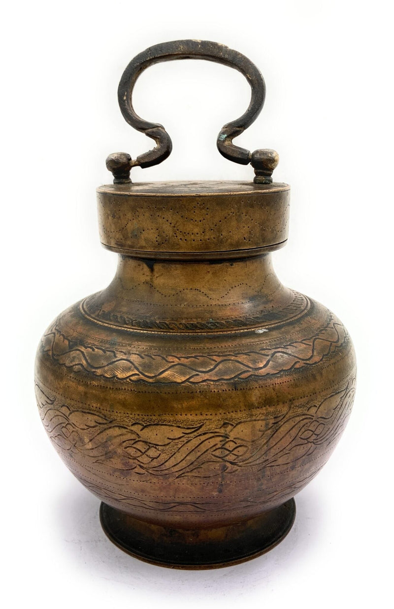Bhunes Brass Antique Kamandal | Stoup | Gangajali With 1 Litre Capacity,Gold, 7.5 Inch, 1 Piece