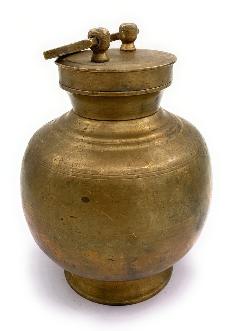 Bhunes Brass Antique Kamandal | Brass Stoup | Ganga Jali With 1 Litre Capacity,Gold, 8 Inch, 1 Piece