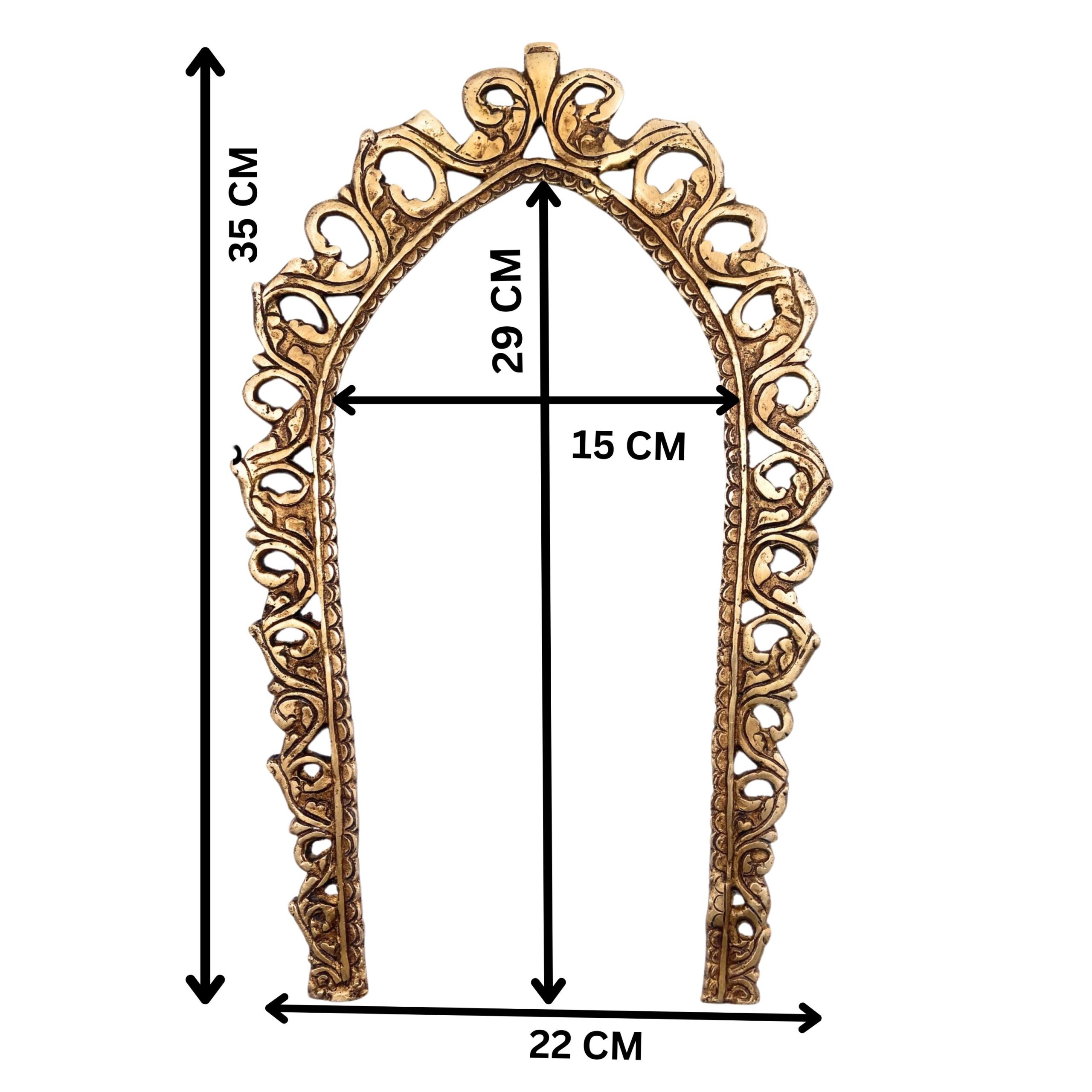 Handcrafted Brass Prabhavali Arch Frame | Prabhavalli Prabhamandala Tiruvasi Thiruvasi Backplate for Deity Idol, Pooja Room & Temple Decor,Gold, 14 Inch, 1 Piece