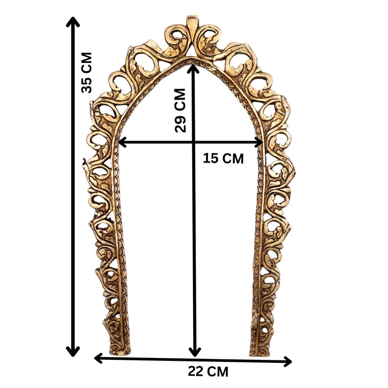 Handcrafted Brass Prabhavali Arch Frame | Prabhavalli Prabhamandala Tiruvasi Thiruvasi Backplate for Deity Idol, Pooja Room & Temple Decor,Gold, 14 Inch, 1 Piece