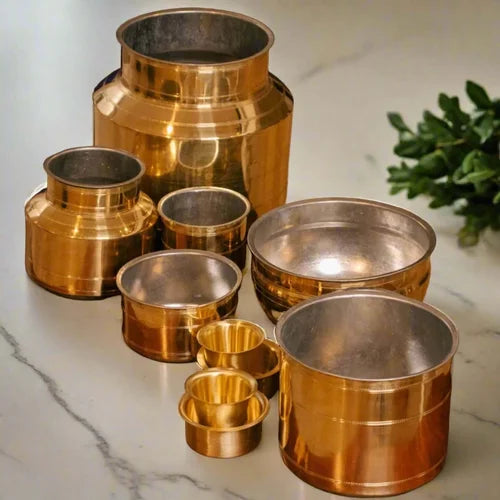 Zishta Hand-Crafted  Brass Rail Adukku Set