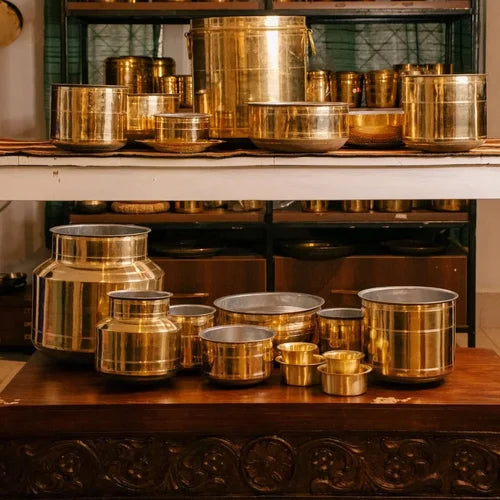 Zishta Hand-Crafted  Brass Rail Adukku Set