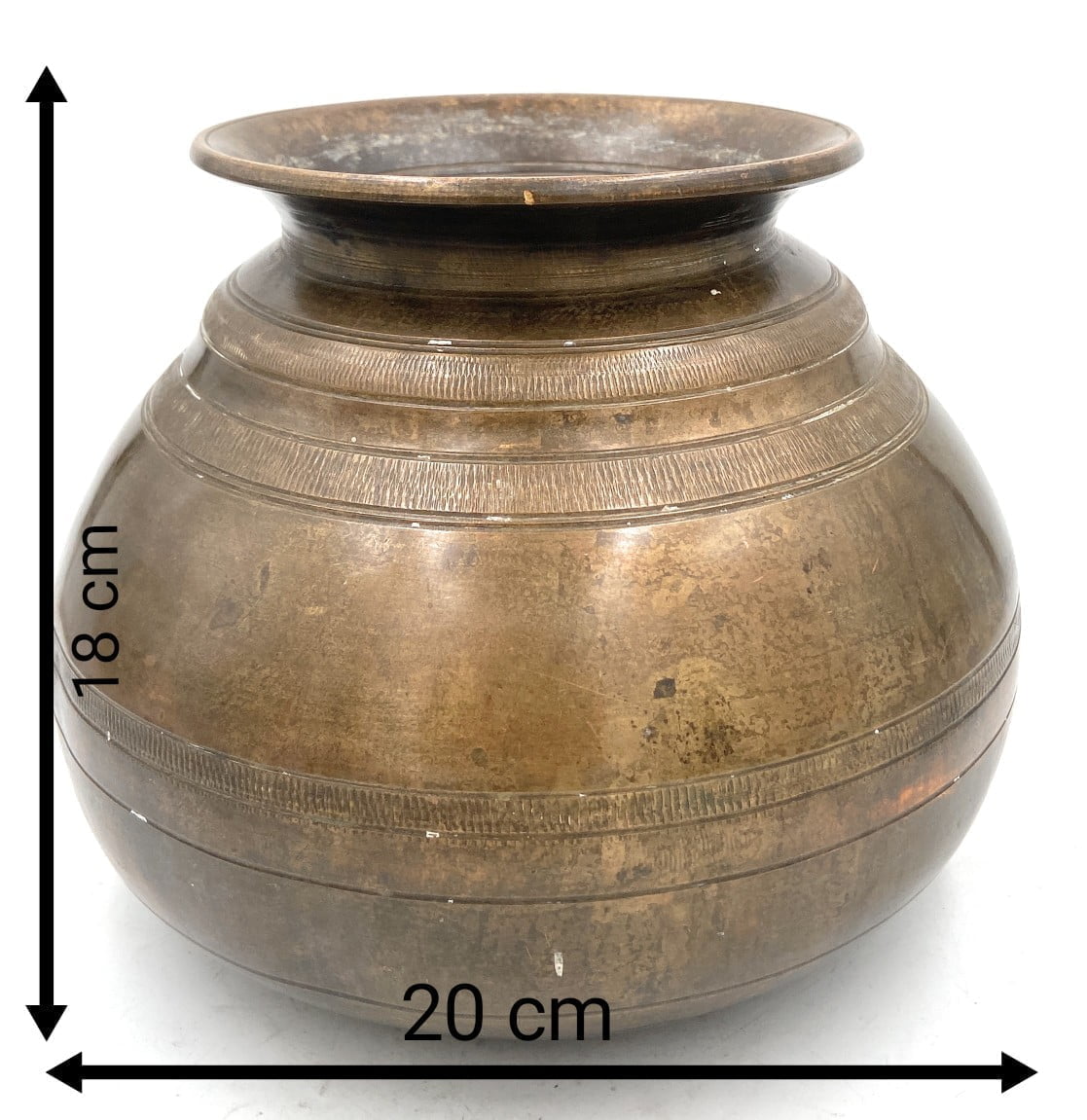 Bhunes Brass Antique Lota, Loota, Chambu, Lotiya, Water Kamandal,Gold, 7 Inch, 1 Piece