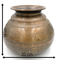 Bhunes Brass Antique Lota, Loota, Chambu, Lotiya, Water Kamandal,Gold, 7 Inch, 1 Piece